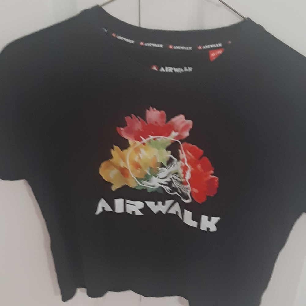 Airwalk Black Tee with Colorful Skull Design